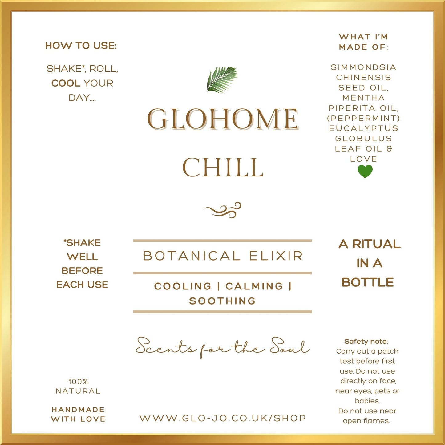 CHILL - Cooling | Soothing | Pain Relief | Anti-Inflammatory | Rollerball Elixir | 10ml