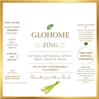 ZING – 100% Natural Botanical Multi Purpose Spray - Uplifting | Cleansing | Energising | Lemongrass